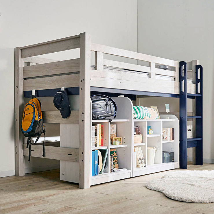 宮付き ロフトベッド eeny(イーニー) Low shelf+shelf H135cm 4色対応