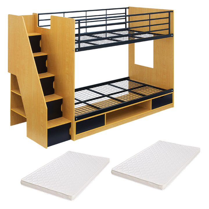 マットレスセット 階段付き 二段ベッド Boulton(ボルトン) 3色対応の