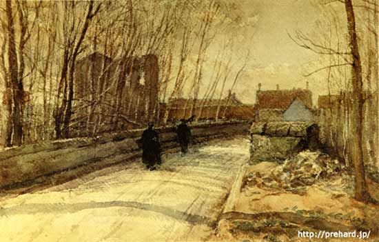 浅井忠 絵画 グレーの橋 F6号 送料無料 【複製】【美術印刷】【世界の