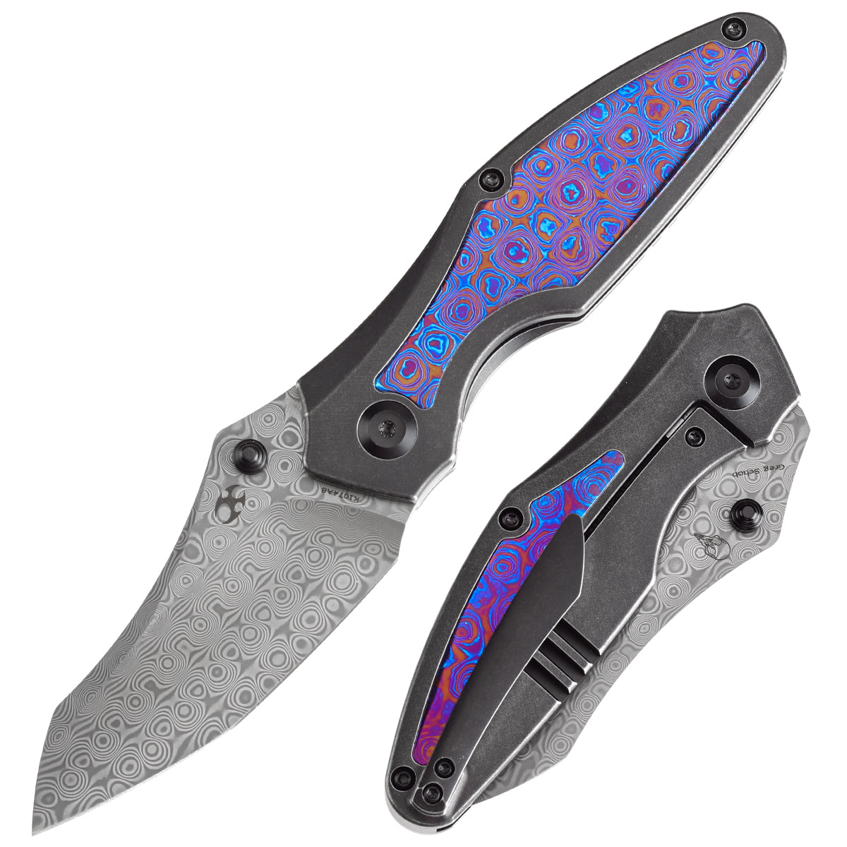 KANSEPT Baba Yaga Thumb Studs Blackwash Titanium with Timascus