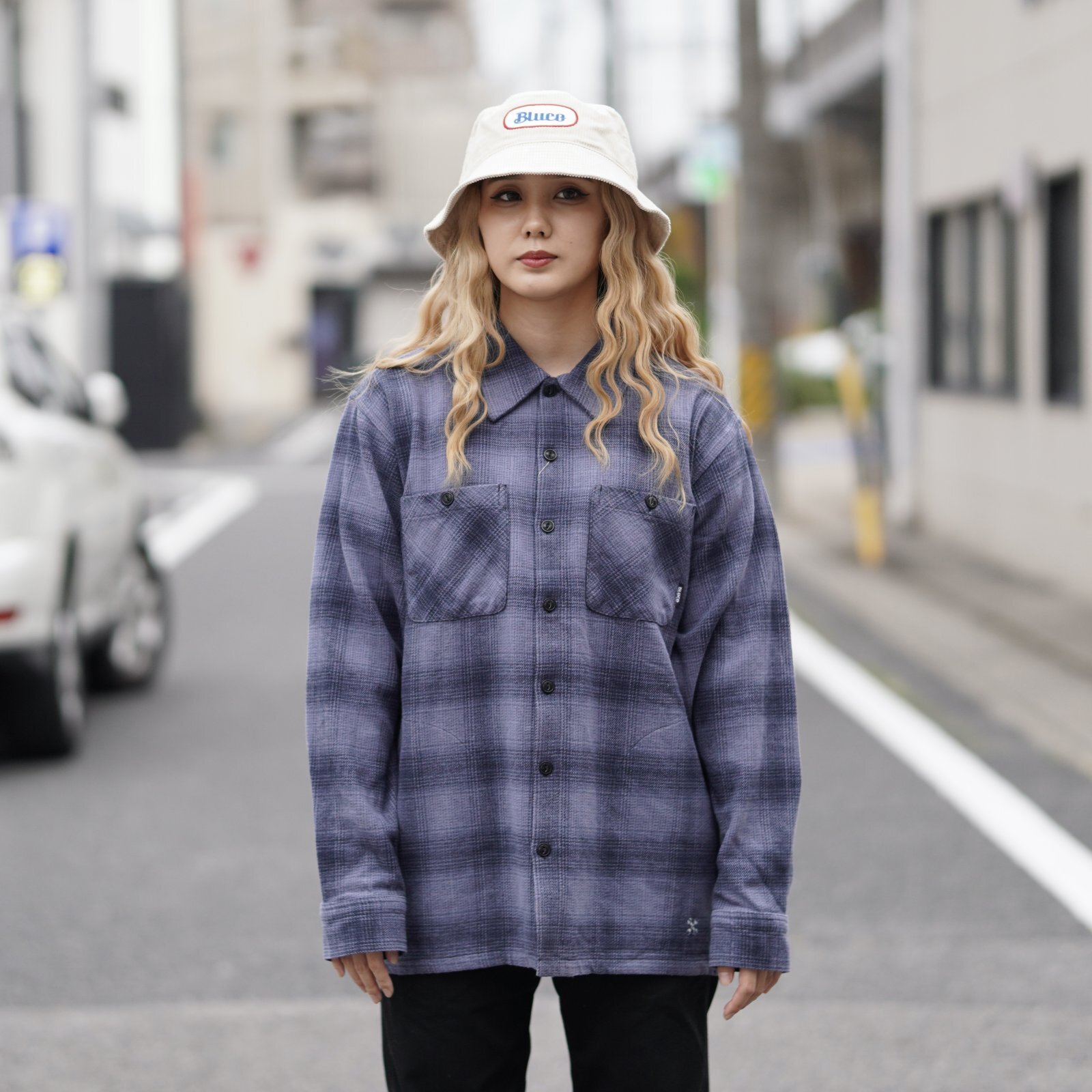 BLUCO (ブルコ) | OMBRE CHECK FLANNEL SHIRT [NAVY] | 通販