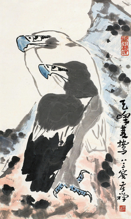 李苦禅画鹰作品欣赏_萧县书画网