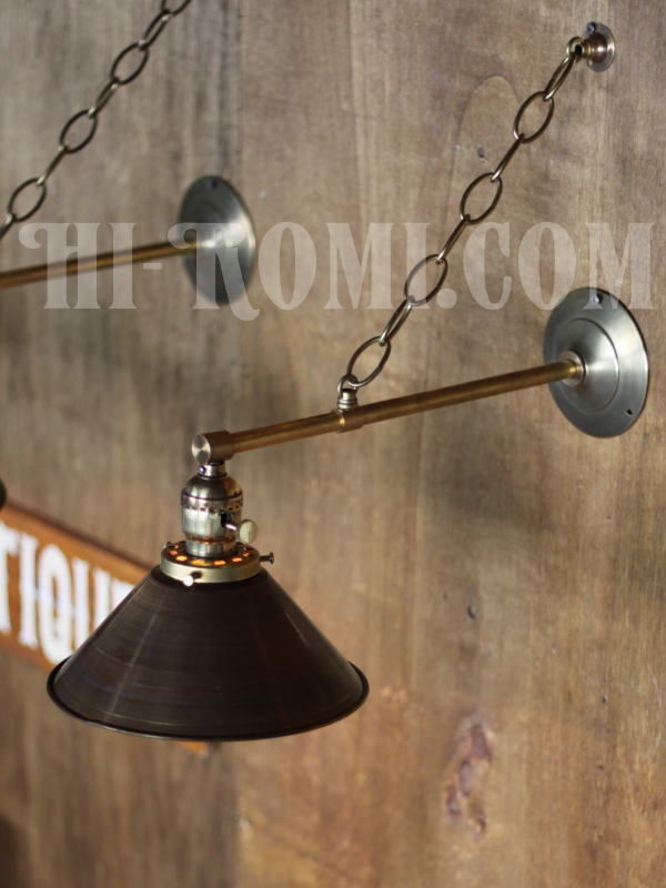 工業系ヴィンテージシェード&チェーン付真鍮製ブラケットライトB