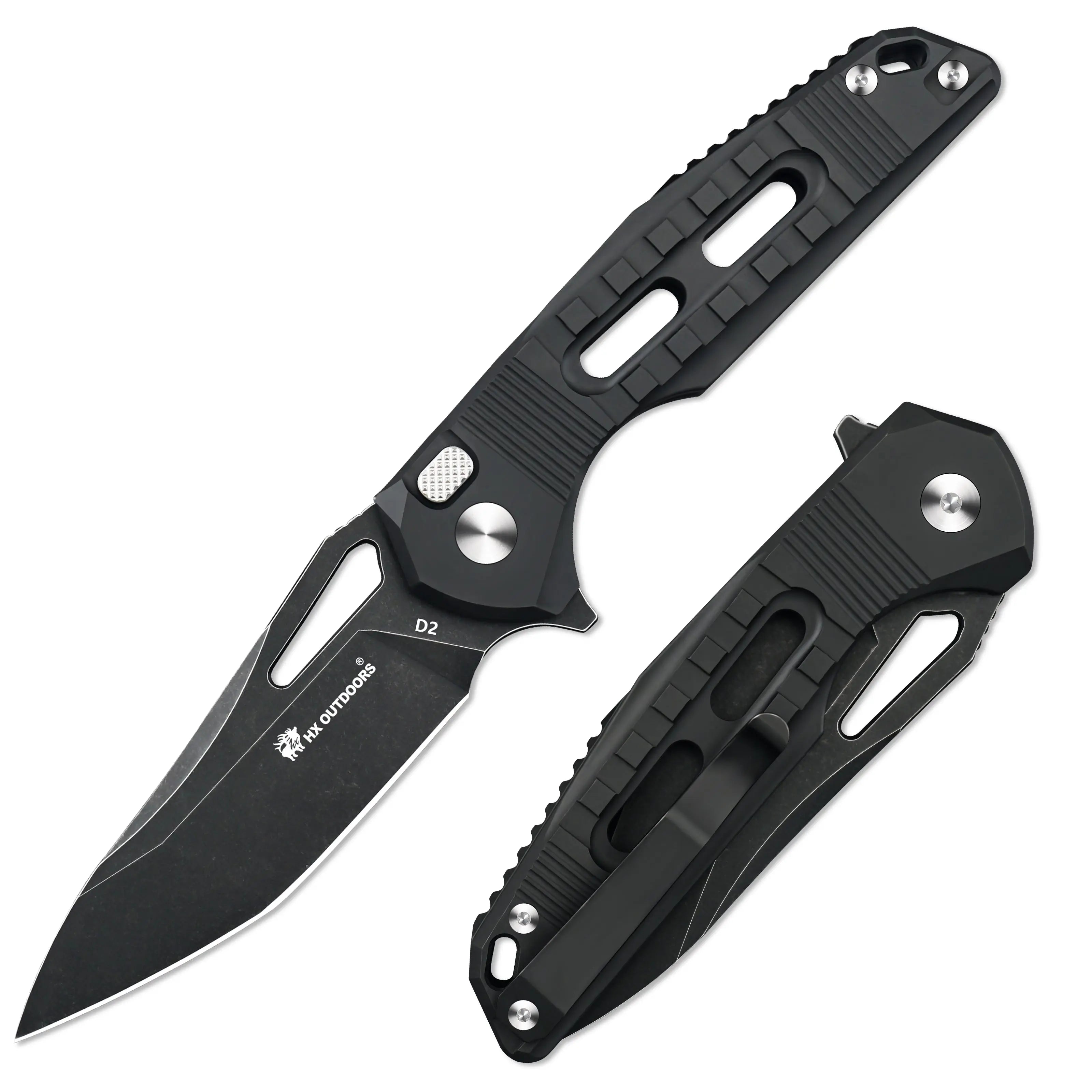 ROCK ONYX D2 Titanium | EDC Button Lock Pocket Knife – HX OUTDOORS