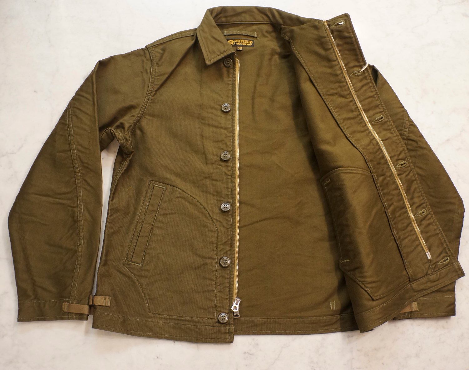 FREEWHEELERS ハンティングコート KHAKI 40 モールスキン FREEWHEELERS