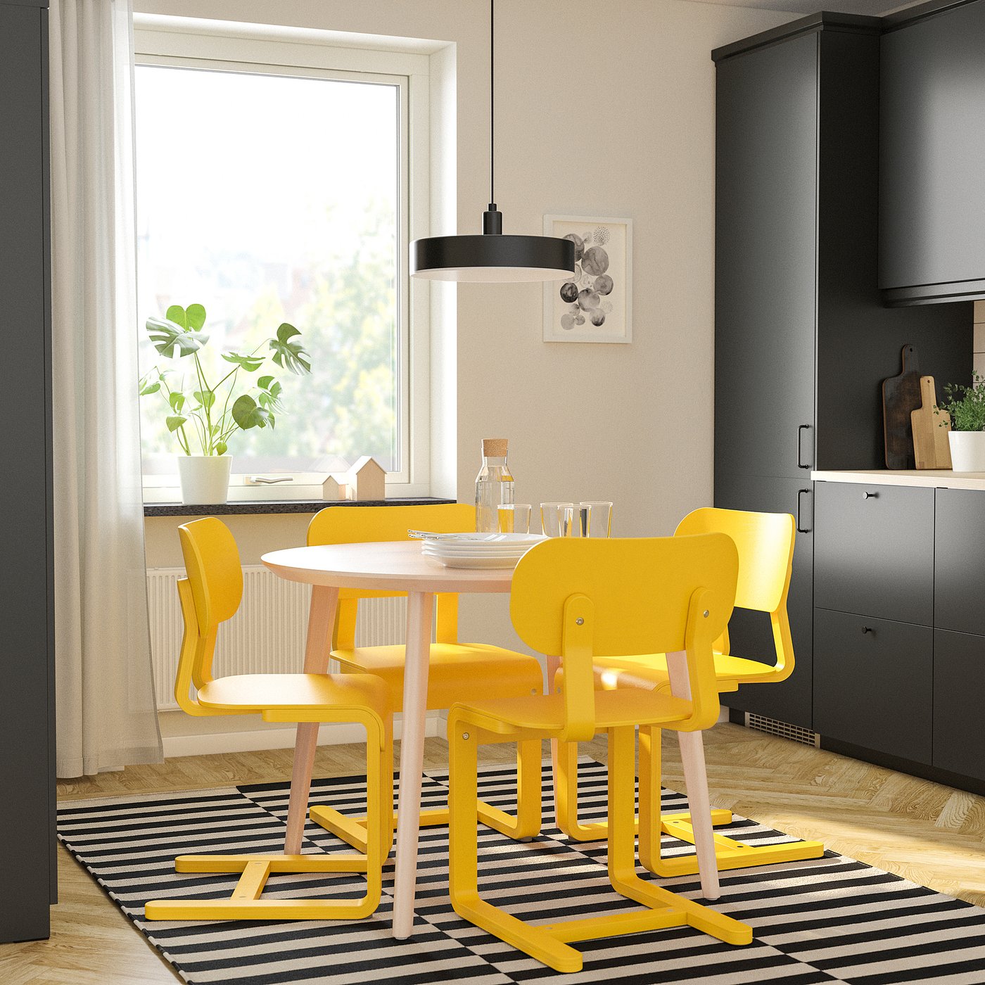 LYCKAN リッカン チェア, イエロー/バーチ材突き板 - IKEA