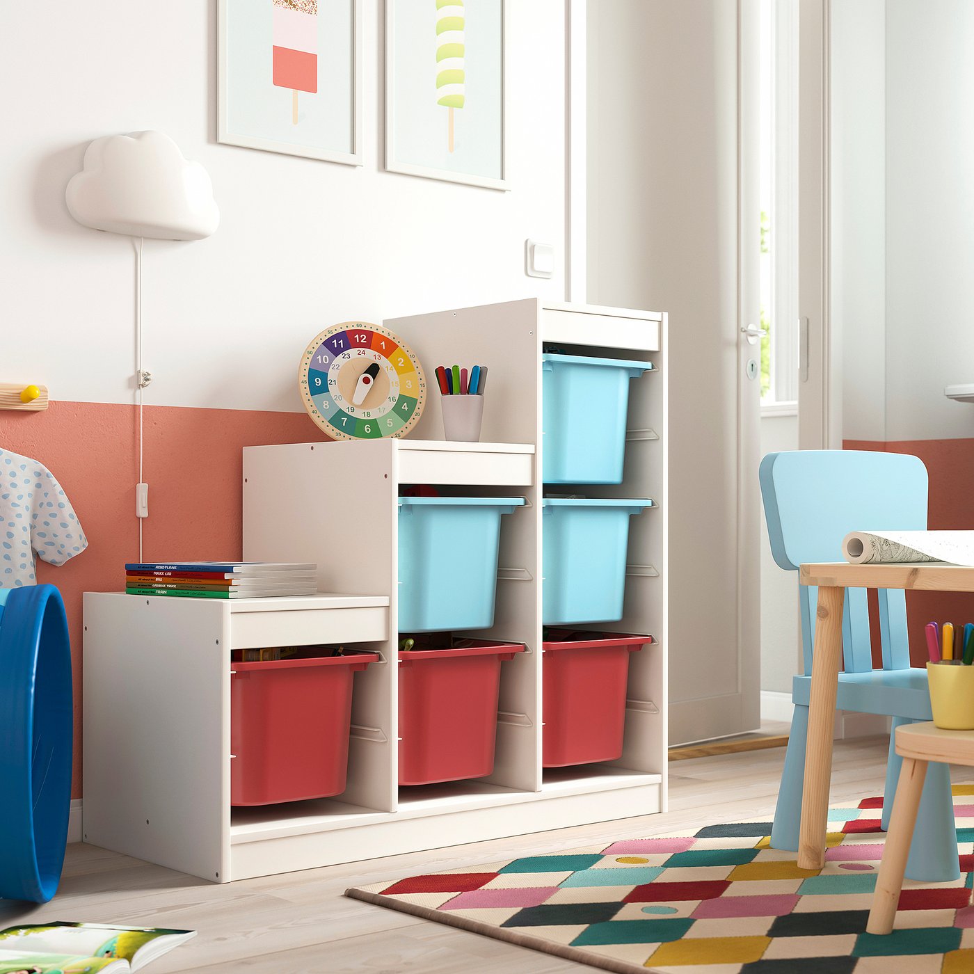 TROFAST トロファスト 収納コンビネーション, ホワイト ライトブルー