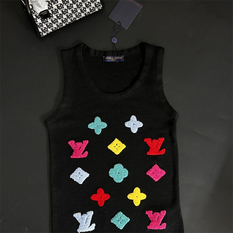 Lv ルイヴィトンブランドタンクトップ レディース ショート丈 トップス