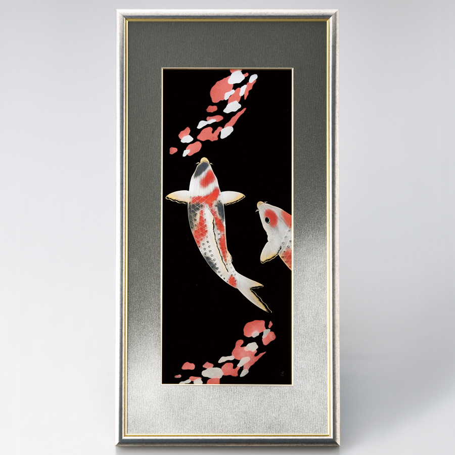 パネル 彩り鯉 漆塗り 12-14203 漆器の井助