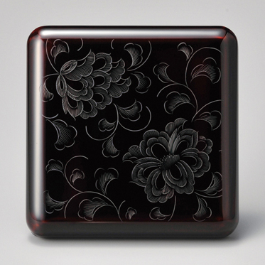 花彫り姫小重 溜 漆塗り 木製 12-14801 漆器の井助