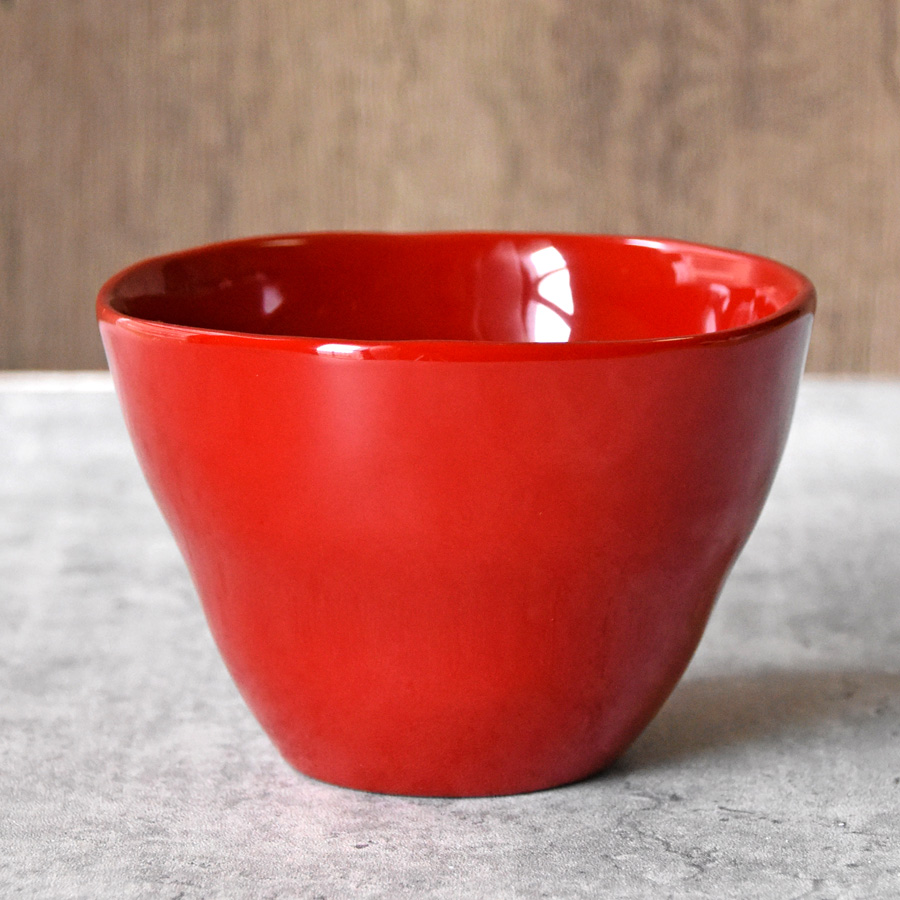 ゆがみカフェ椀 溜/朱/古代朱 漆塗り 12-02806/02807/MK-460 漆器の井助