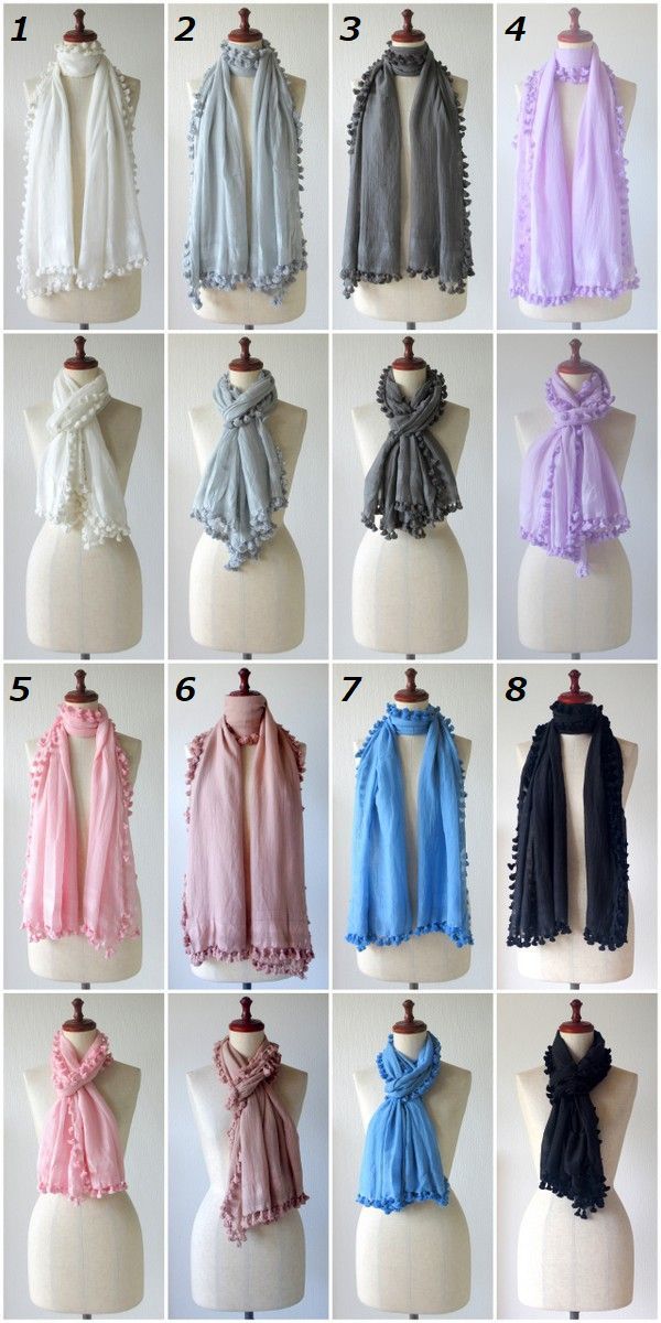 ポンポン ストール 大判 Chunni 無地 16カラー コットン シルクの