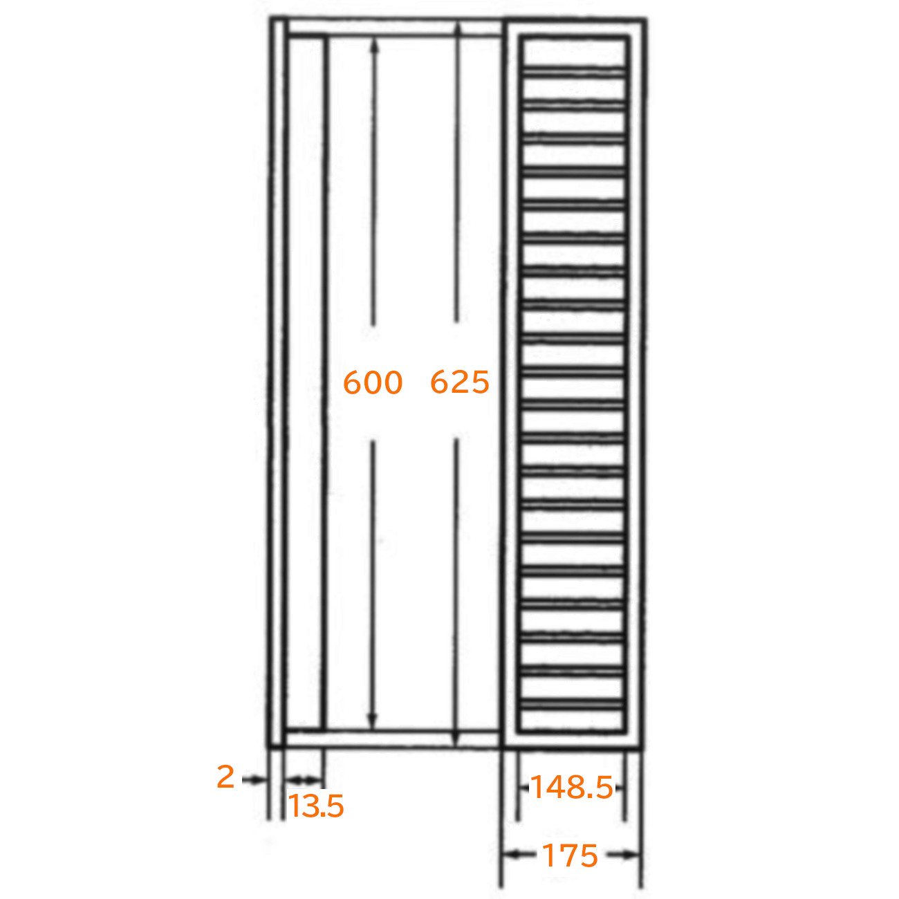 ライク/RIKE 縦型ドア用ガラリ （2枚1組）プラスチック製 625mm×175mm