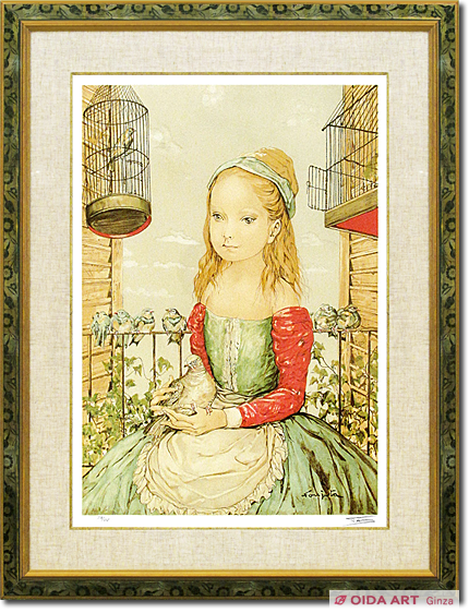 藤田嗣治 鳩と少女 | 絵画など美術品の販売と買取 | 東京・銀座 おいだ美術