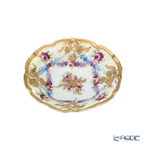 希少】オールドノリタケ 23㎝ 花紋蓋付き金盛り皿 深皿 ボウル 金彩