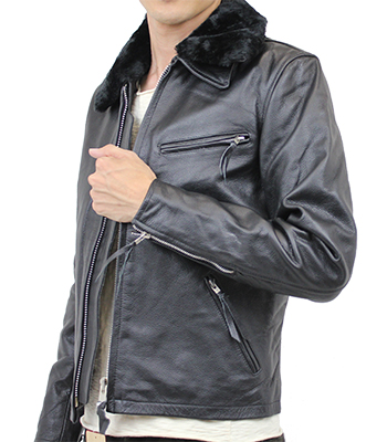 特価品】襟ボア付 シングルライダース（水牛革）｜革製品専門店レザー