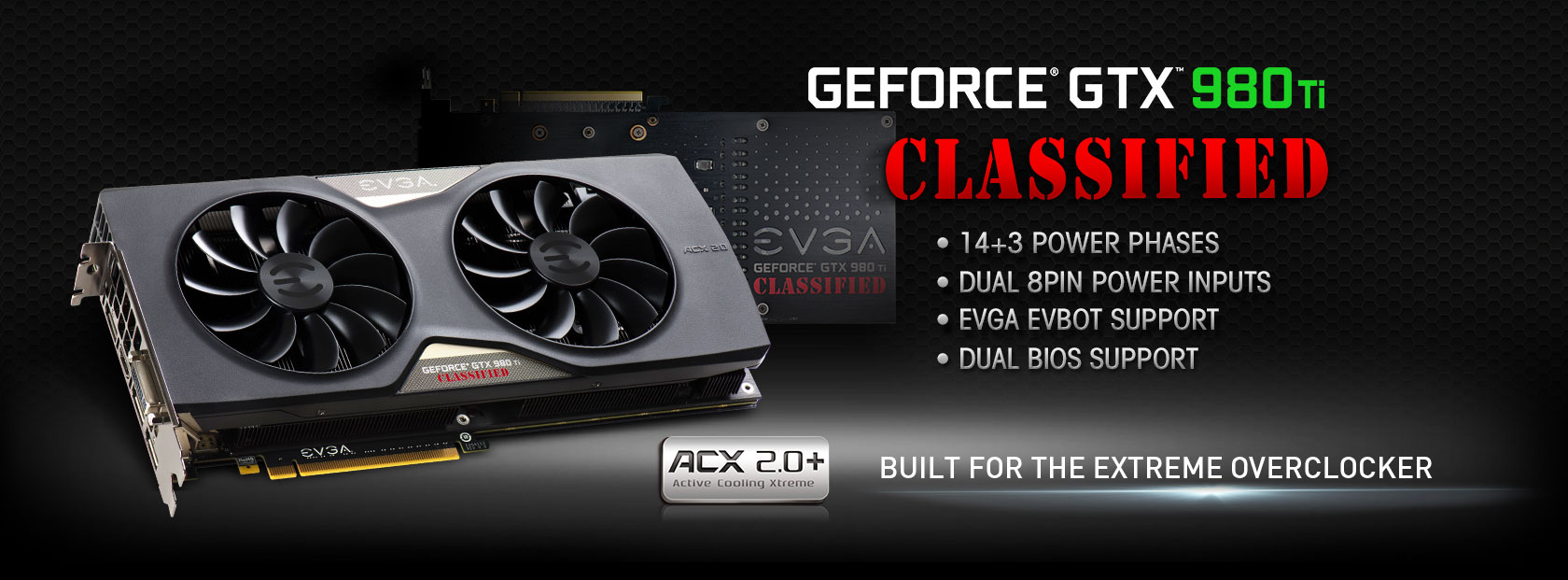 EVGA GeForce GTX 980 Ti Classified ACX 2.0+ Video Card Announced