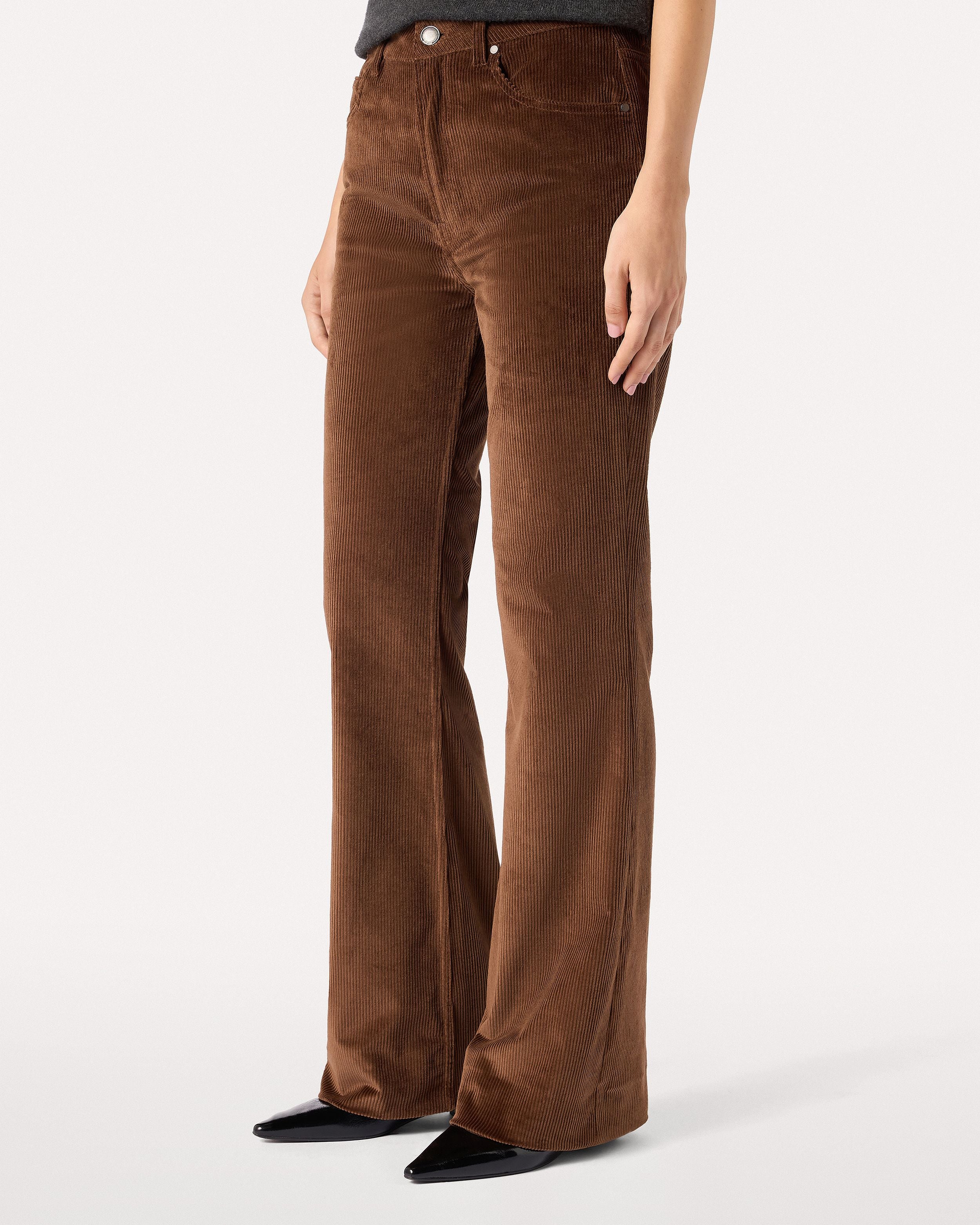 Tobacco flared trousers in corduroy, white, woman | Lardini
