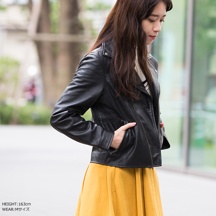 LIUGOO ZERO WASTE 本革 ダブルライダースジャケット レディース