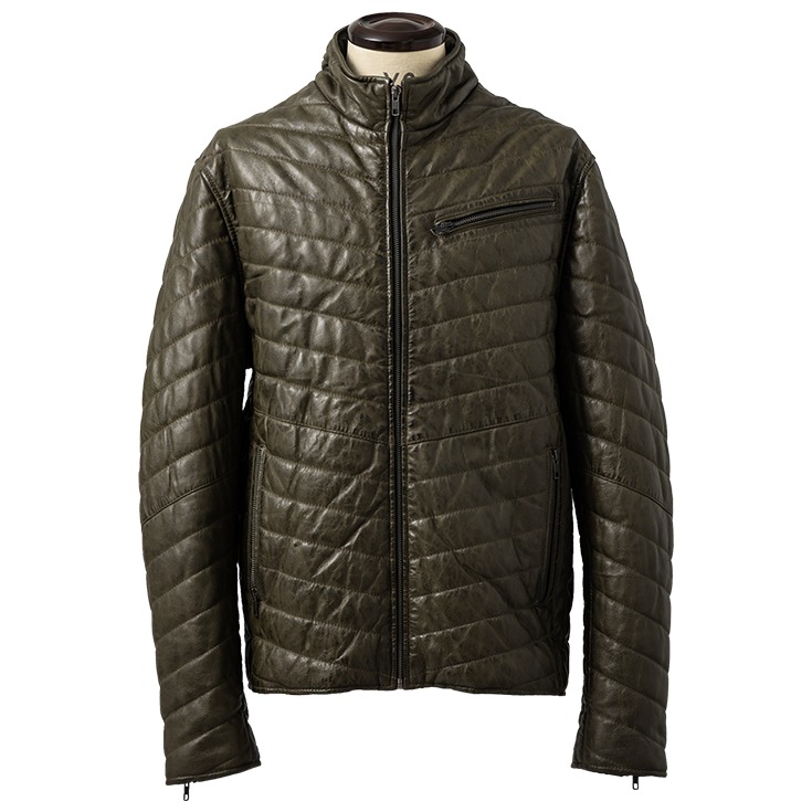 Liugoo Leathers 本革 レザー×機能性中綿 ダウンライダースジャケット