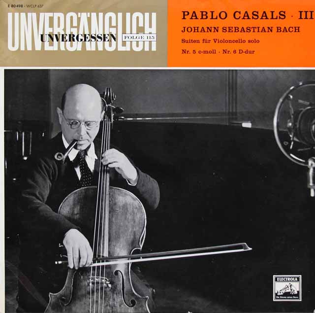 LP レコード カザルスのバッハ/無伴奏チェロ組曲第5&6番 独EMI 3399