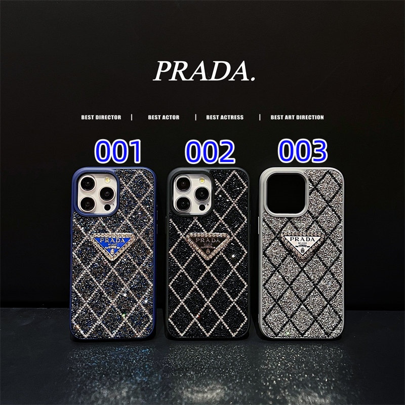 プラダ PRADA iPhone13Pro ラインストーン 三角ロゴ prada スマホ