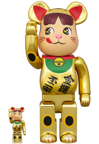 MEDICOM TOY - BE@RBRICK 招き猫 ペコちゃん 金運 ダブル小判 金メッキ