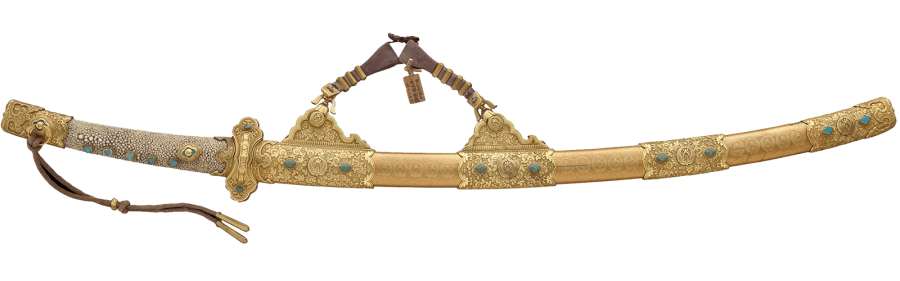 金梨子地家紋散 蒔絵鞘 飾太刀拵／名古屋刀剣博物館・名古屋刀剣ワールド