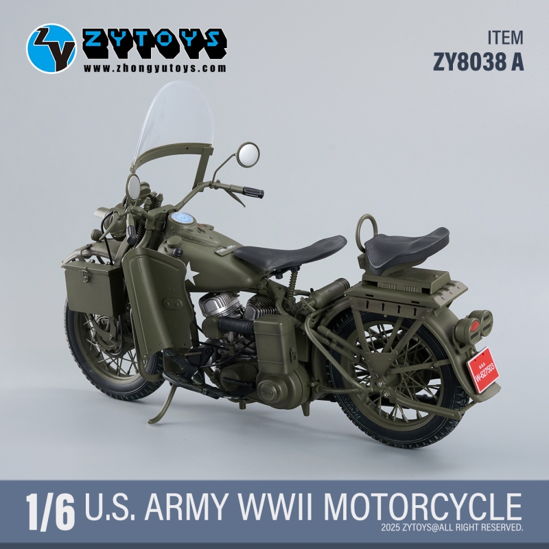 US Army WWII Harley-Davidson Motorcycle (Olive Drab) ZY Toys