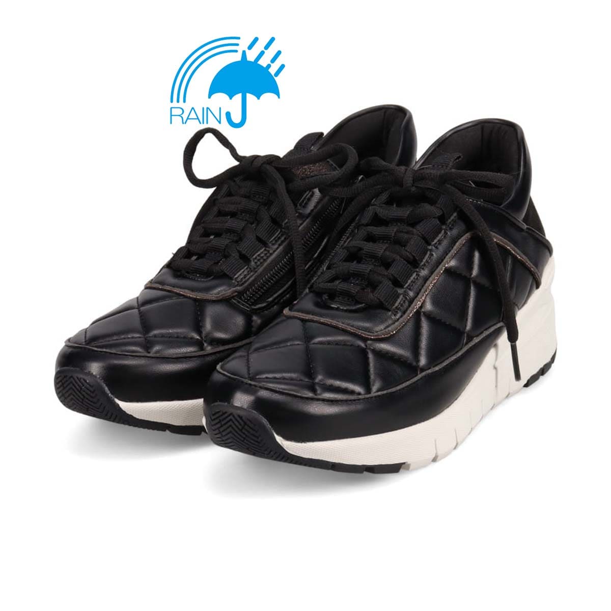 撥水加工】HIROKO KOSHINO ヒールアップスニーカー HKL1202(23.0 BLACK