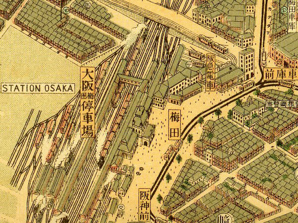 大阪市パノラマ地図】超絶リアル鳥瞰図で、大正末の黄金時代「大大阪
