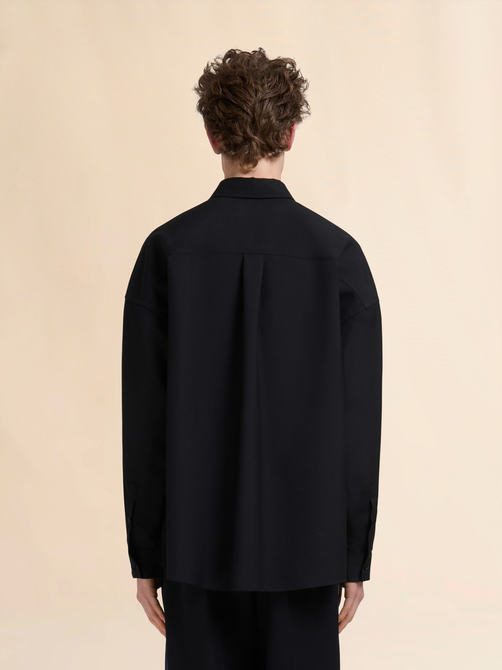 ブルー トロピカルウール製シャツ コントラストカラーのバック | Marni