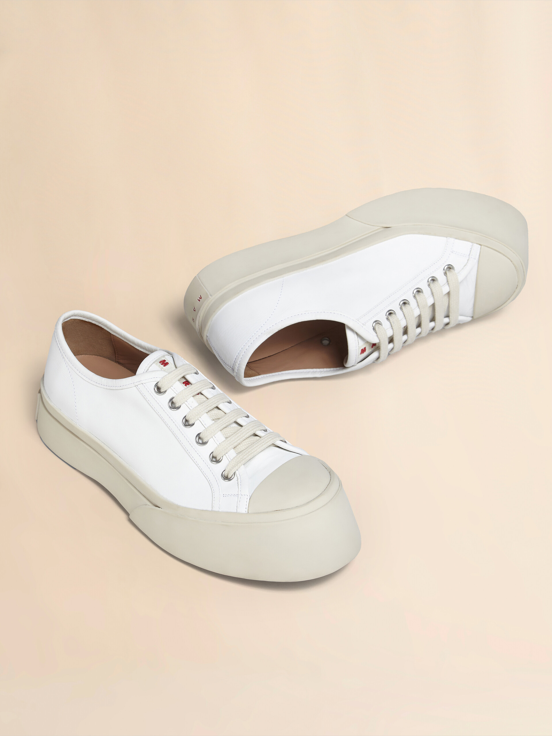 White nappa leather Pablo lace-up sneaker | Marni