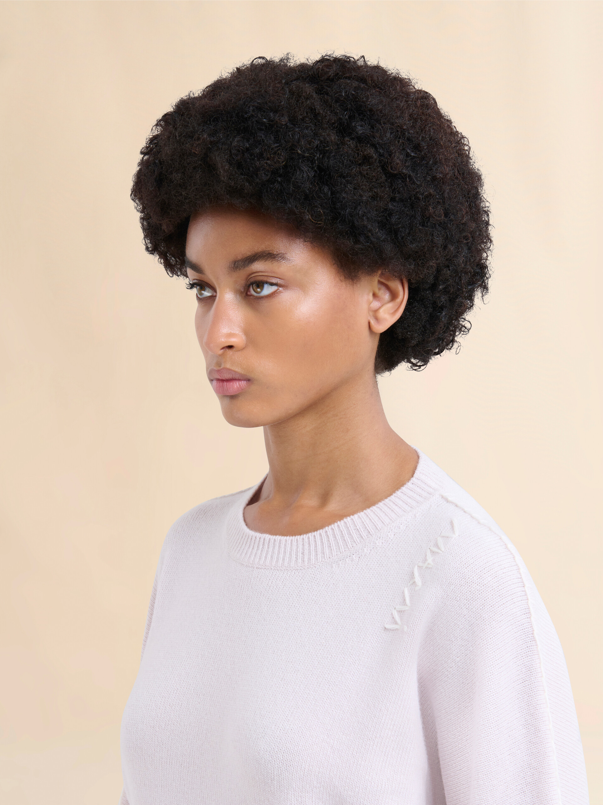 ライトピンク ウールとカシミア製クルーネックジャンパー、マルニ