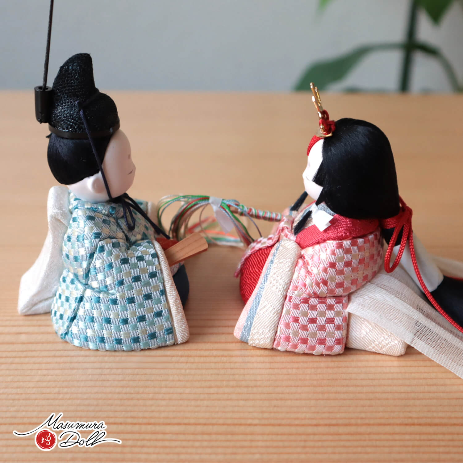 幸一光作 彩-AYA- 増村オリジナル 5人飾り ピンク 水色 正絹西陣織市松