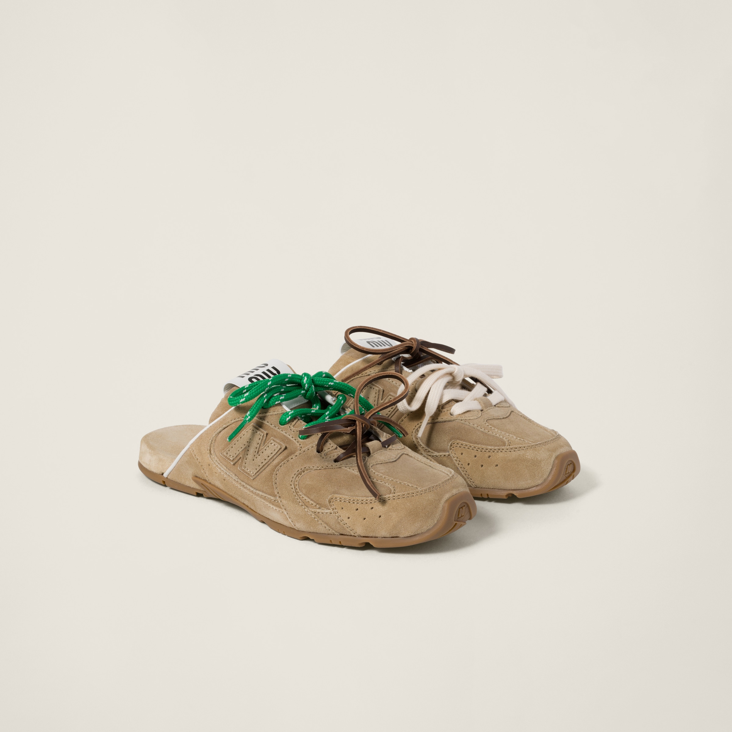 Ecru New Balance X Miu Miu 530 Sl Faded Suede Mules | Miu Miu