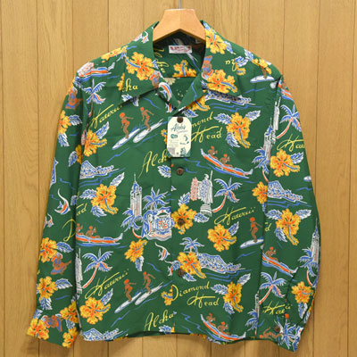 SUNSURF(サンサーフ)レーヨン長袖アロハ『ALOHA HAWAII』アロハハワイ