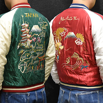 東洋スカジャン「JAPAN MAP×GOLD DRAGON」サテンキルトスカ・NO-263