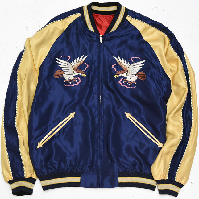 東洋スカジャン【EAGLE×BLACK TIGER】リバーシブルサテンスカ NO-886