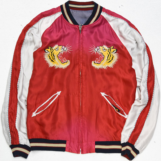 東洋スカジャン【ROARING TIGER×JAPAN MAP】サテンスカ・エージング