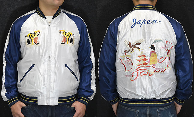 東洋スカジャン【JAPAN MAP×BLACK EAGLE】リバーシブルサテンスカ NO