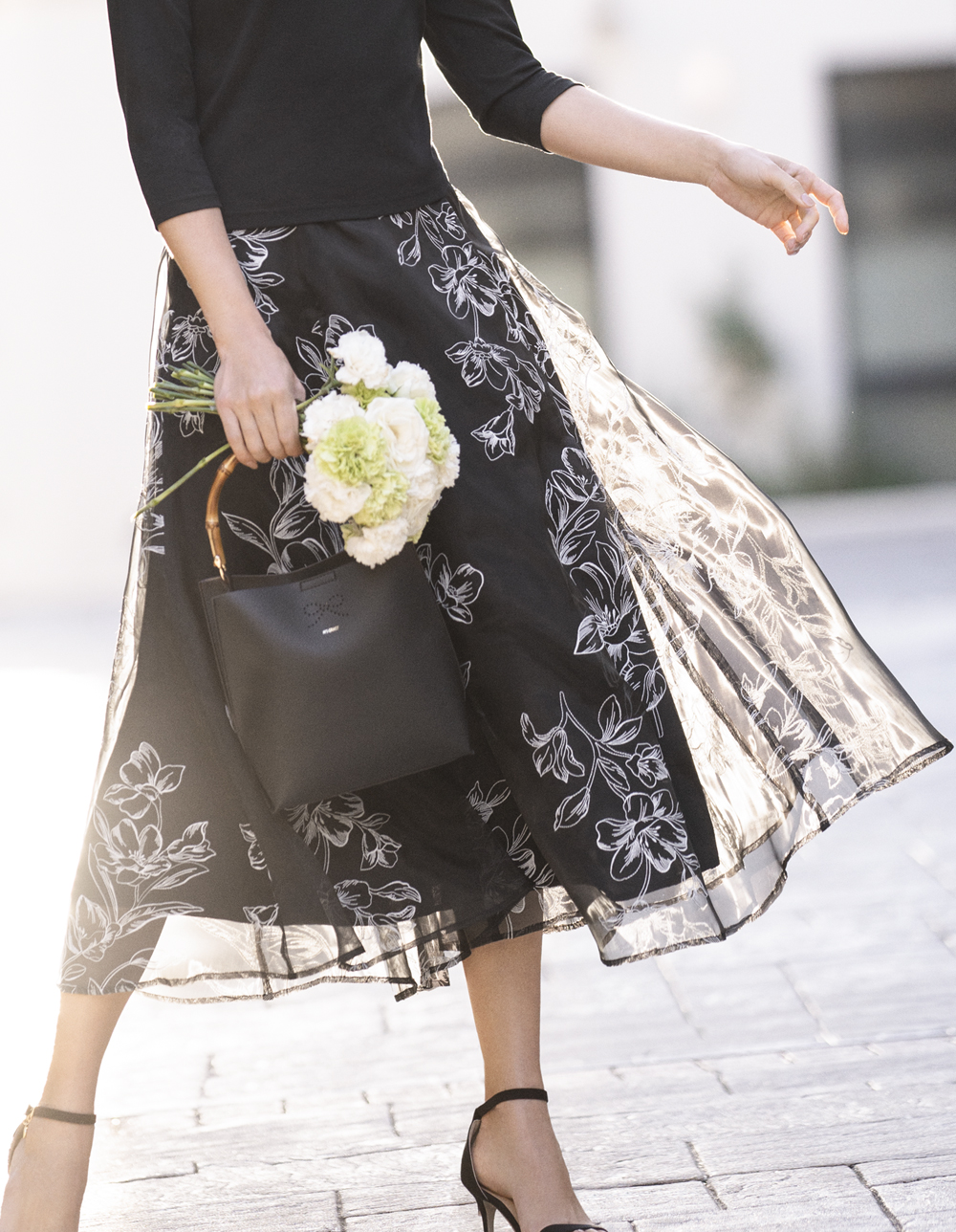 お花xドットジャガードスカート | msgracy