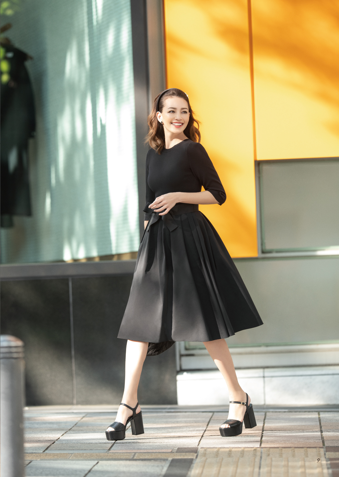 エムズグレイシー M'S GRACY フレアスカート ひざ丈 麻混 リネン混 花