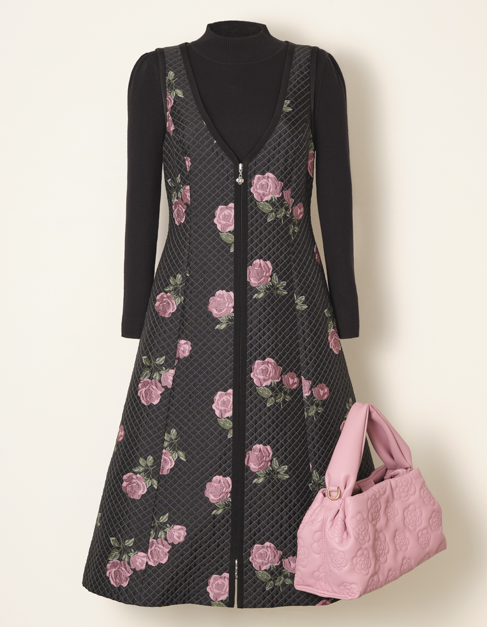 フラワーモチーフジャガードジャンパースカート | msgracy