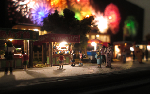 NゲージジオラマLED電飾工作【打ち上げ花火のジオラマ】