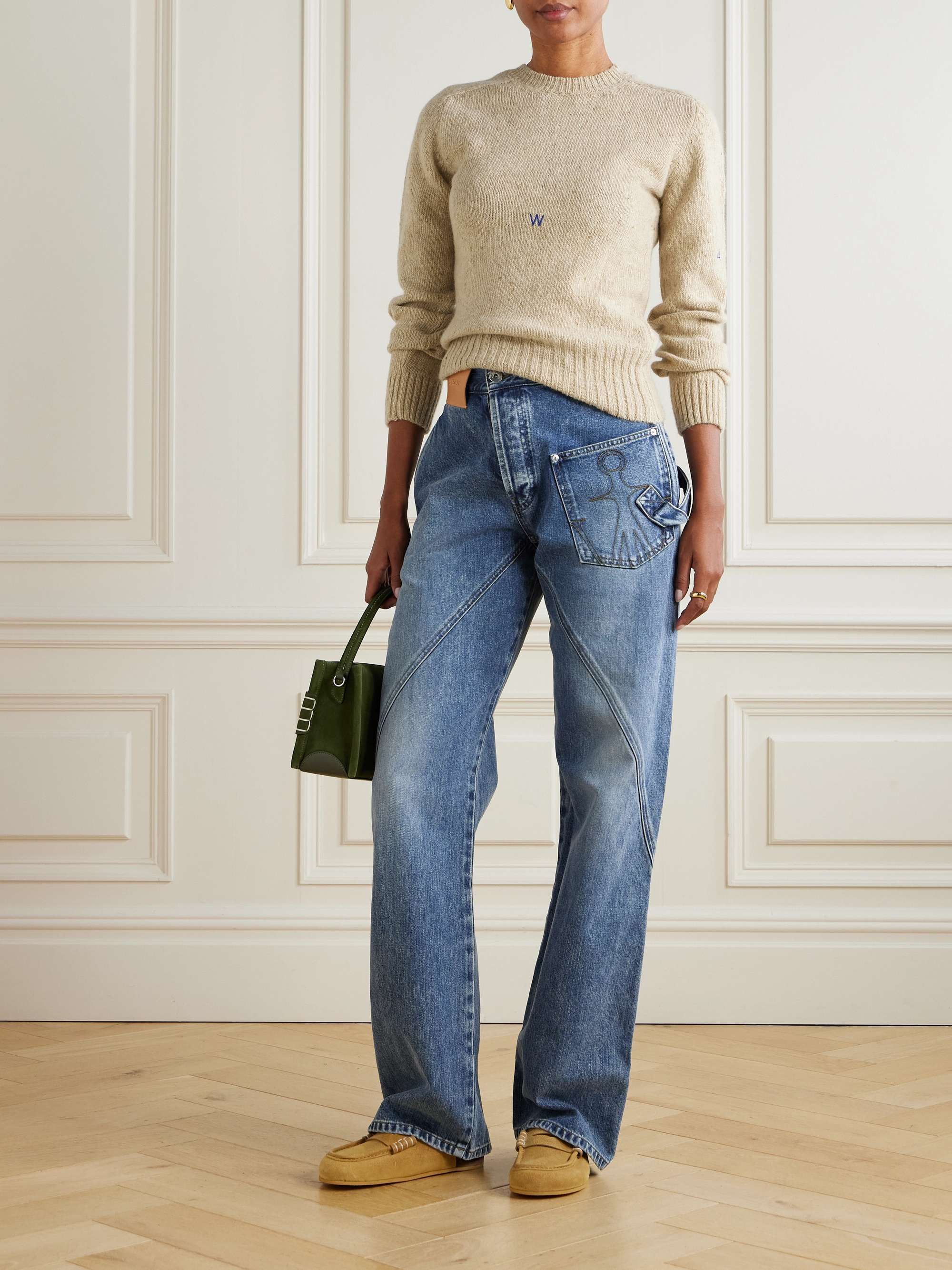 JW ANDERSON Embroidered merino wool and mohair-blend sweater | NET