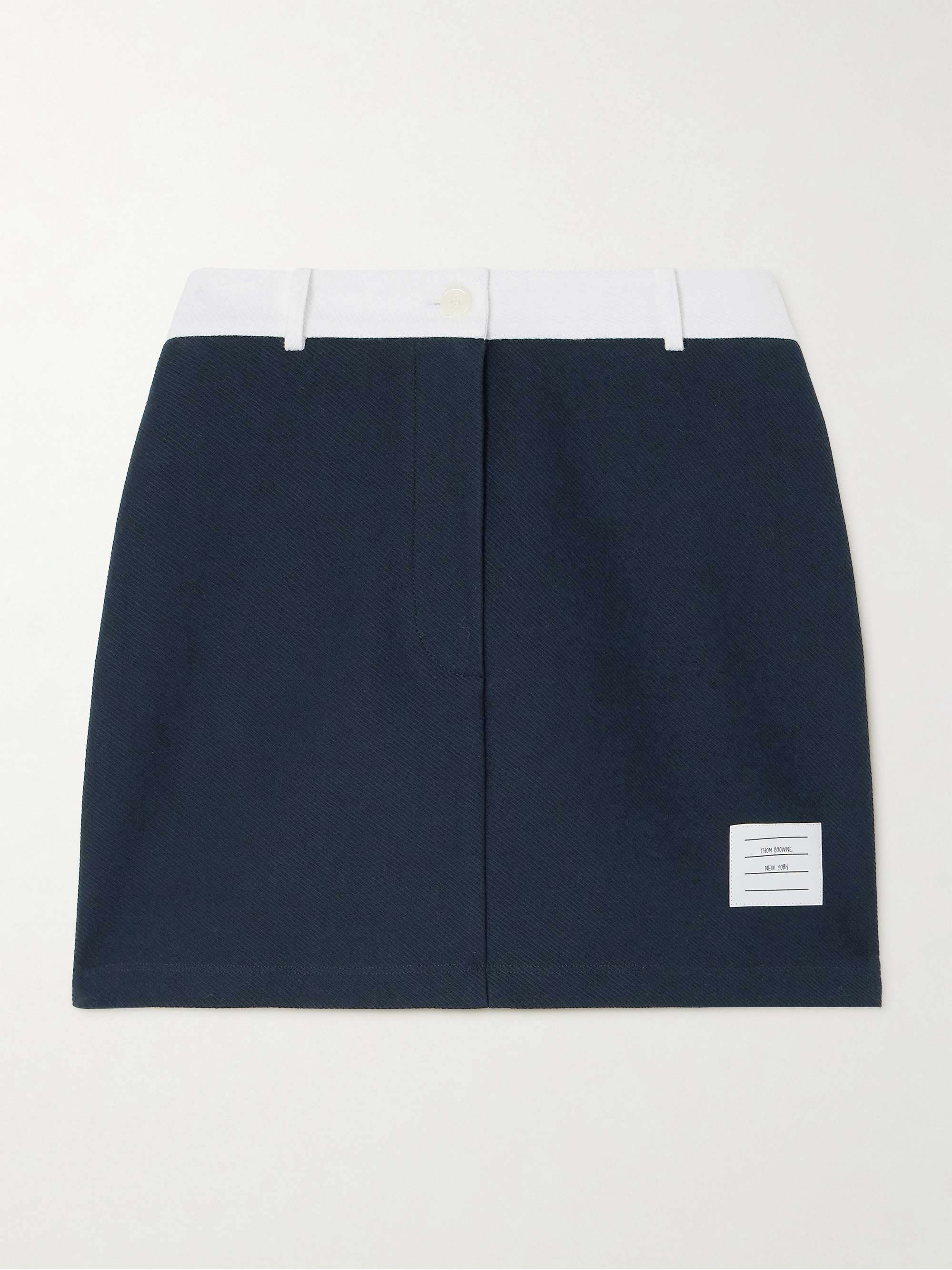 THOM BROWNE Appliquéd two-tone cotton-twill mini skirt | NET-A-PORTER