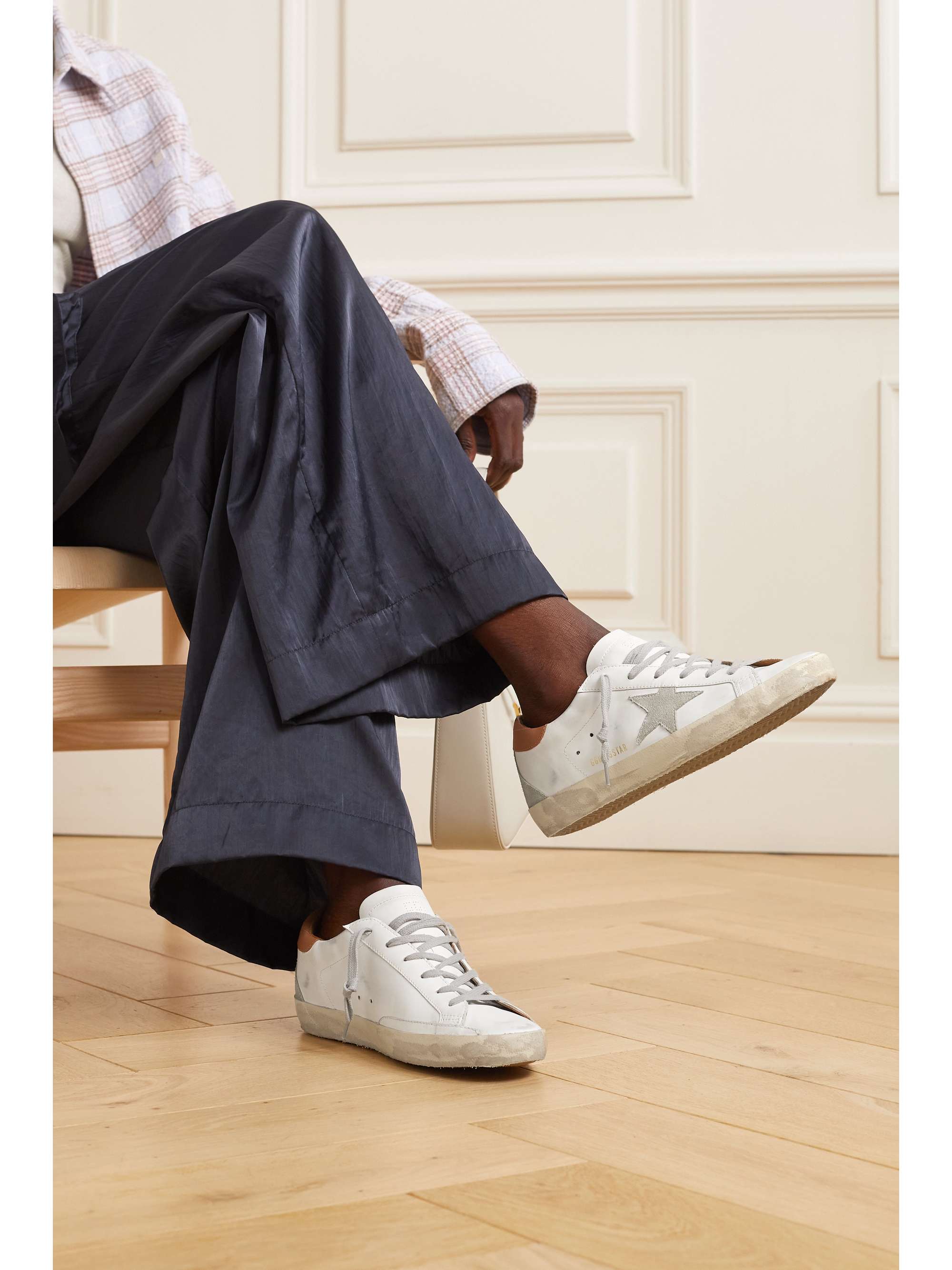 GOLDEN GOOSE Super-Star suede-trimmed distressed leather sneakers