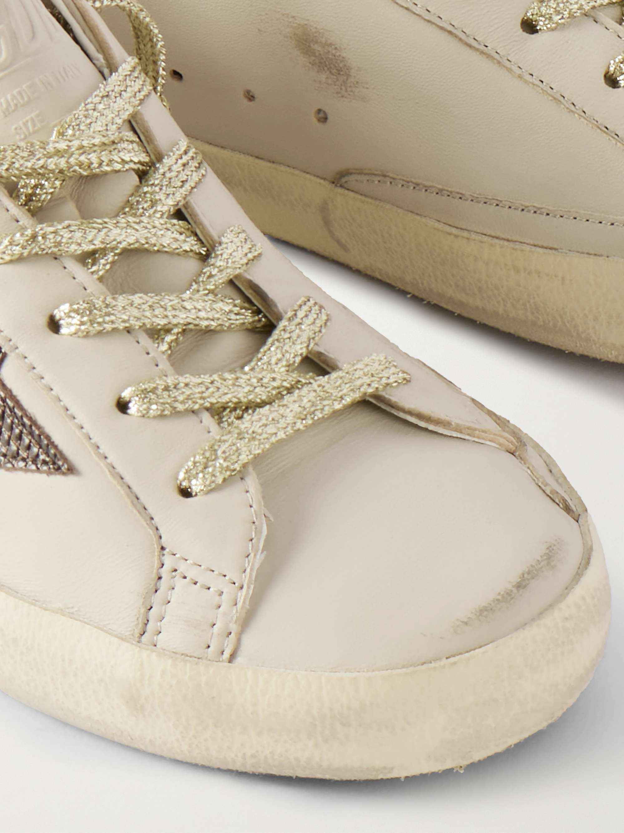 GOLDEN GOOSE Super-Star metallic croc-effect leather-trimmed