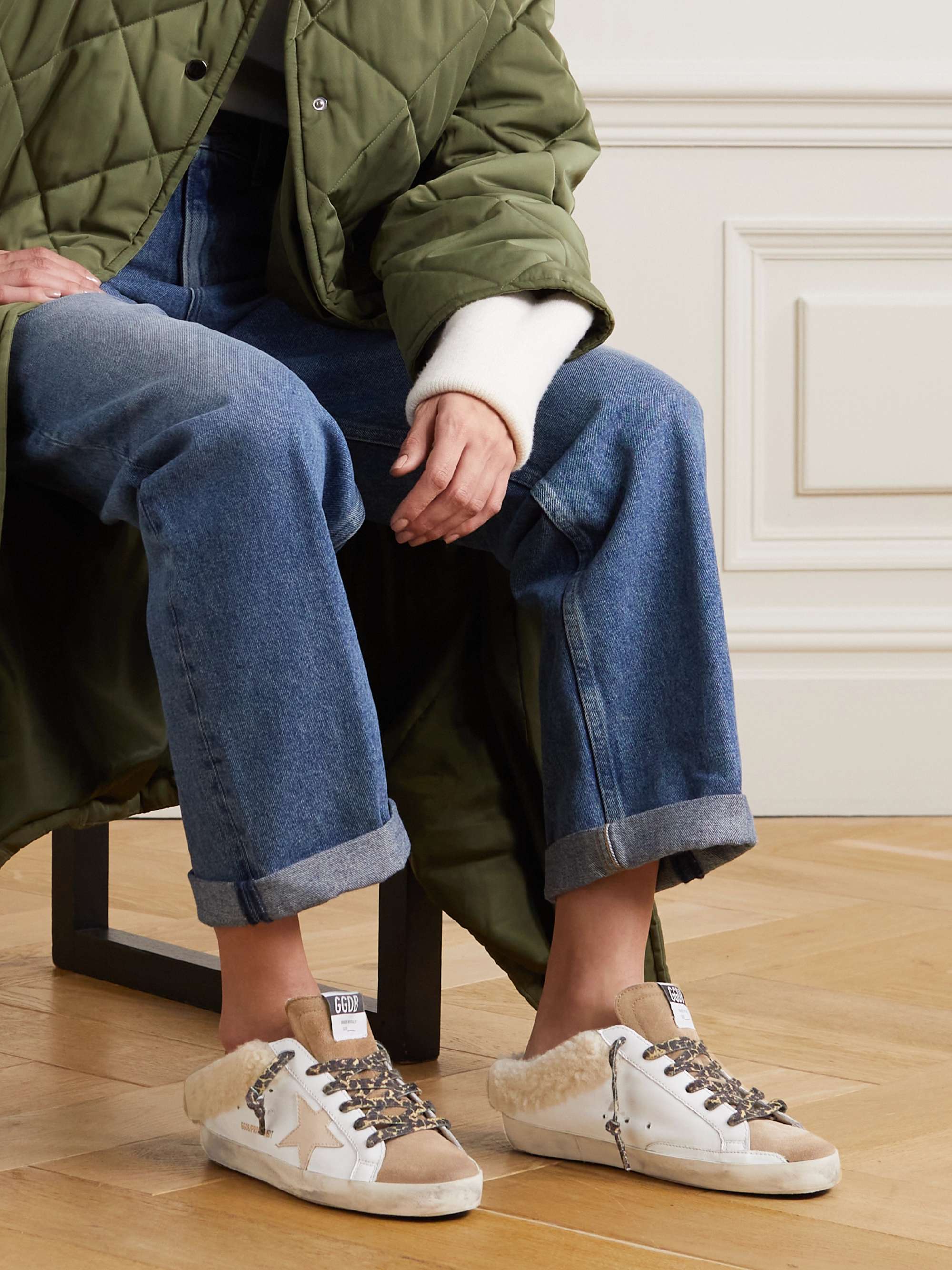 GOLDEN GOOSE Superstar Sabot shearling-lined distressed leather